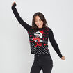 Pull de Noël manches longues Minnie noir femme