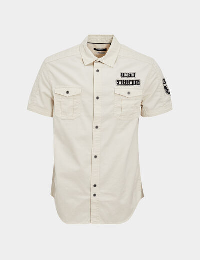 Chemise manches courtes Liberto ecru homme