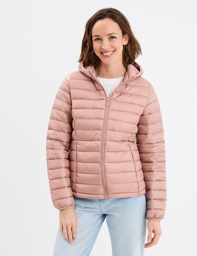 Doudoune légère déperlante à capuche vieux rose femme