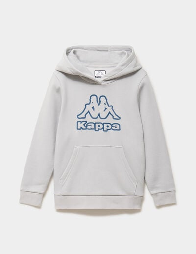 Sweat hoodie 1 poche Kappa gris clair gar&ccedil;on
