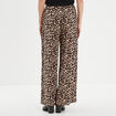 Pantalon large fluide taille &eacute;lastiqu&eacute;e beige femme