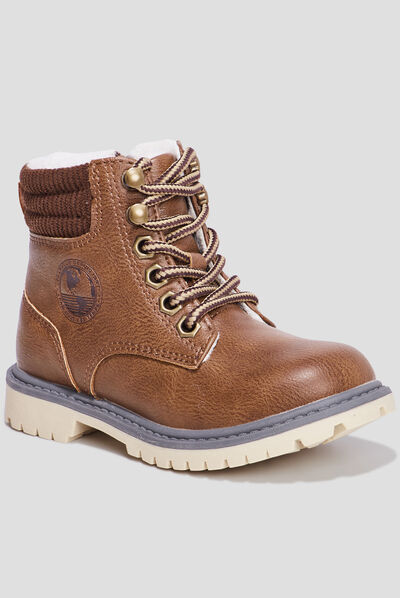Bottines zippées doublées Trappeur marron garçon