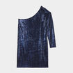 Robe asymétrique à sequins bleu femme