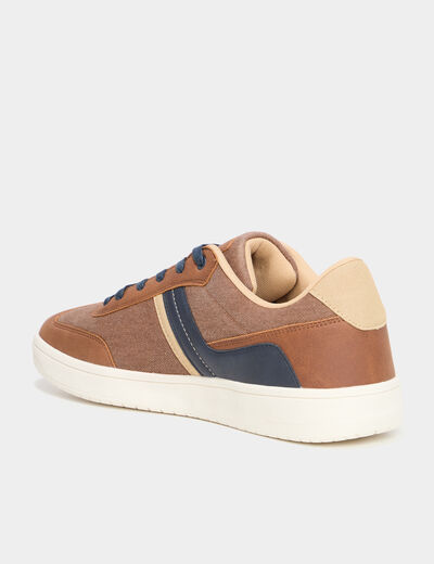 Tennis basses &agrave; lacets marron clair homme