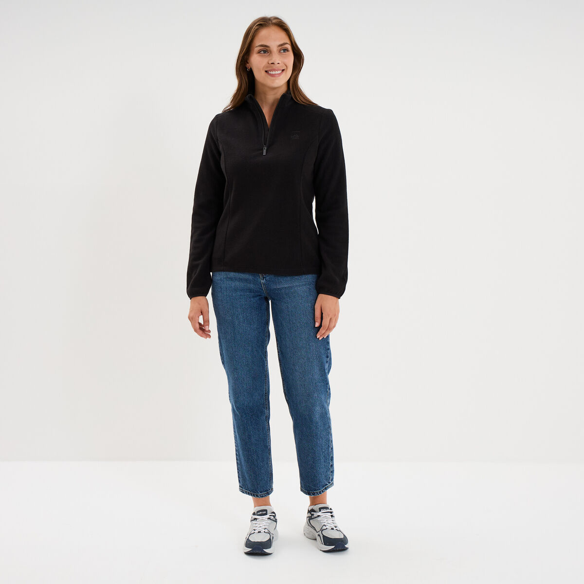 Sweat polaire col camionneur noir femme