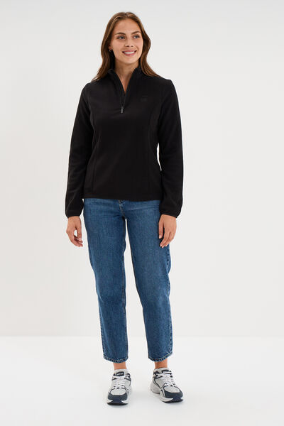Sweat polaire col camionneur noir femme