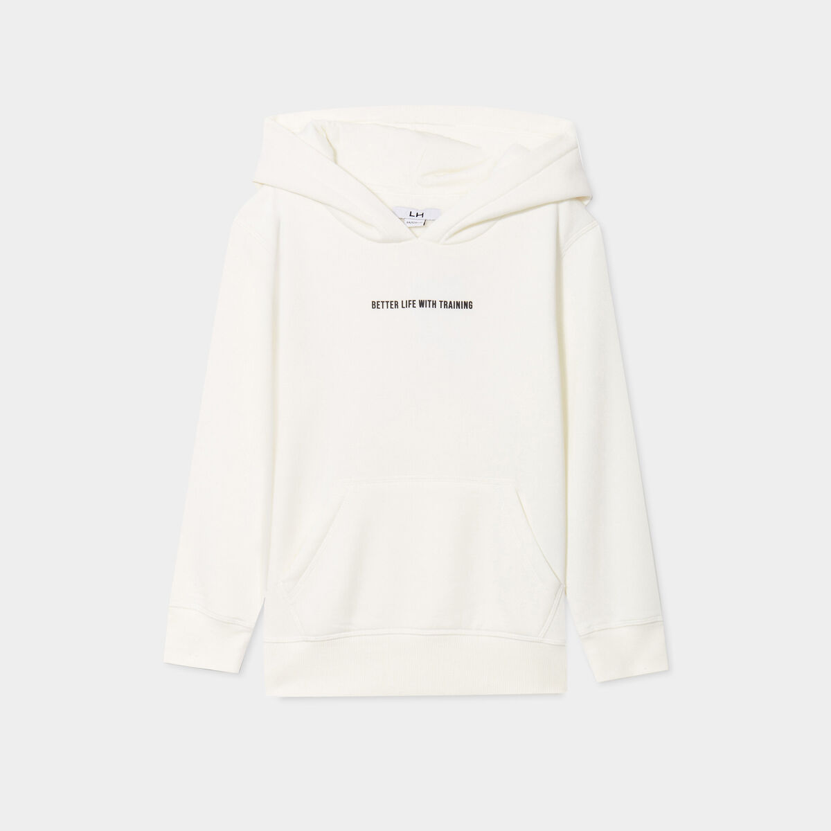Sweat à capuche hoodie poche kangourou creme garçon
