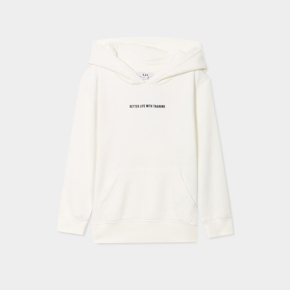 Sweat à capuche hoodie poche kangourou creme garçon