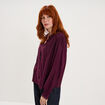 Blouse manches longues col dentelle violet fonc&eacute; femme