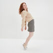 Jupe courte droite avec fente beige femme