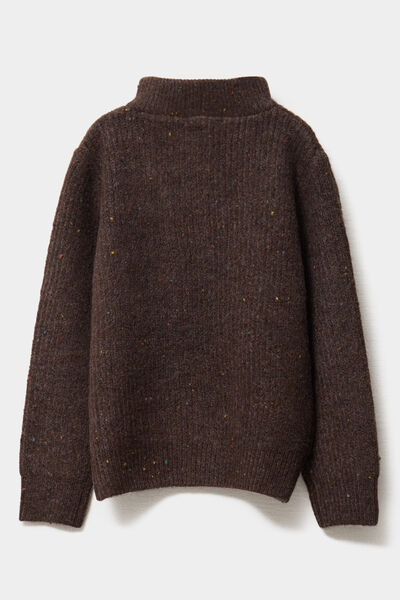 Pull camionneur col zipp&eacute; marron gar&ccedil;on