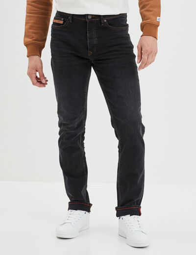 Jeans straight taille standard denim noir homme
