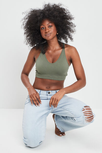 Soutien-gorge brassière vert kaki femme
