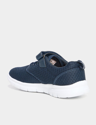 Baskets running à scratchs bleu marine garçon