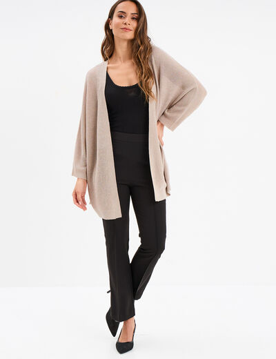 Gilet chauve-souris mi-long beige femme