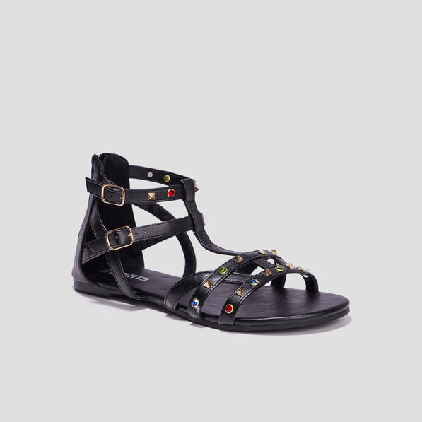 Sandales plates détails bijoux Liberto noir femme