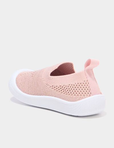 Tennis semelle souple bout renforc&eacute; rose b&eacute;b&eacute; fille