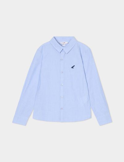 Chemise manches longues coton bleu clair garçon