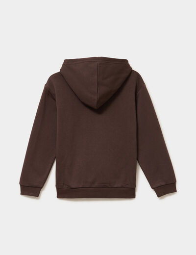 Sweat &agrave; capuche hoodie relax molleton marron fonc&eacute; fille