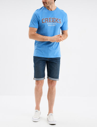 Bermuda stretch droit en jean denim dirty homme