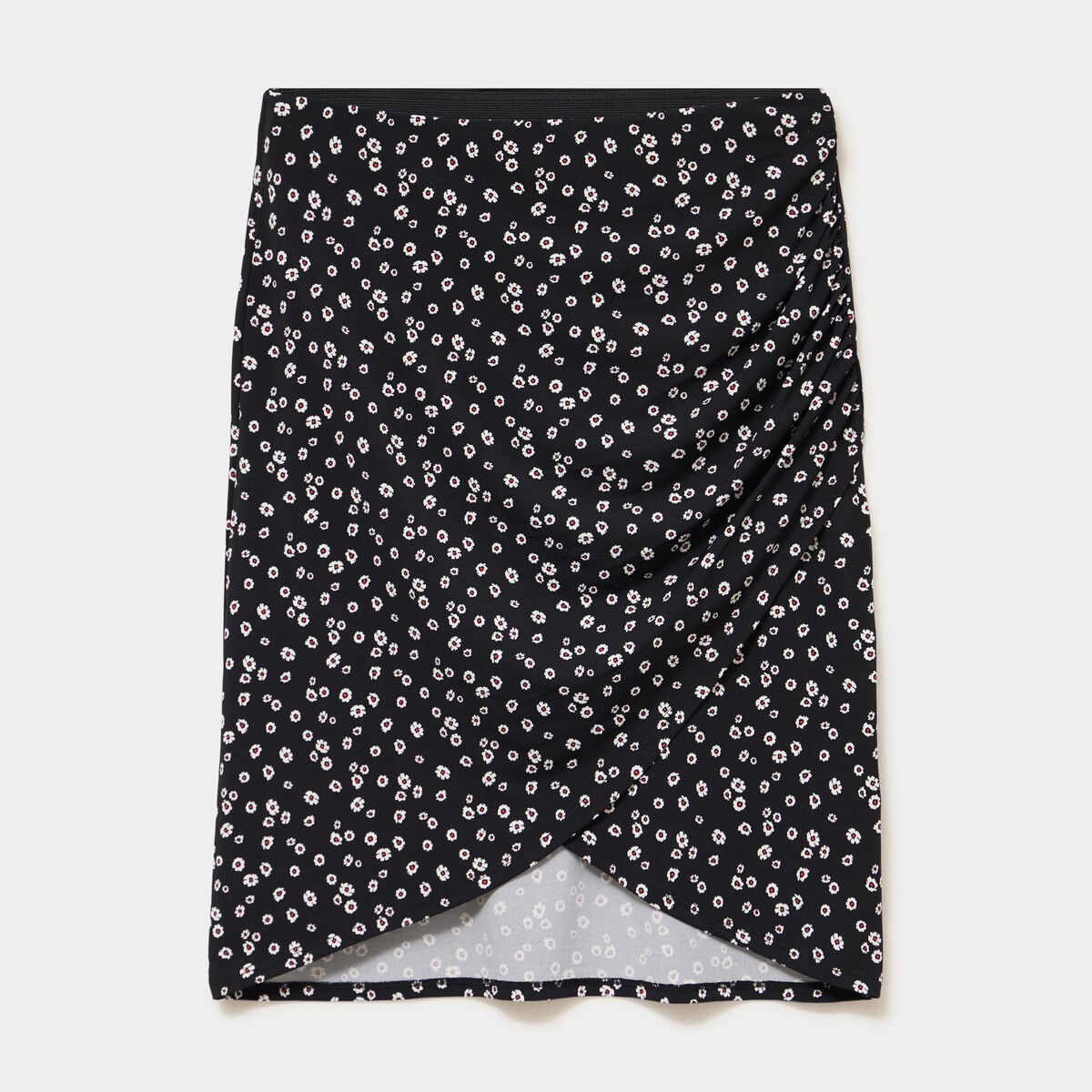 Jupe courte taille &eacute;lastiqu&eacute;e stretch noir femme