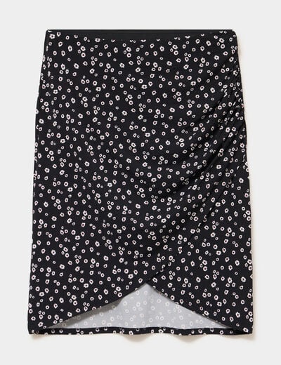 Jupe courte taille &eacute;lastiqu&eacute;e stretch noir femme