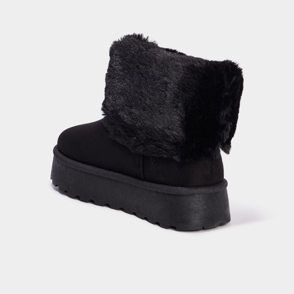 Boots avec fausse fourrure noir femme