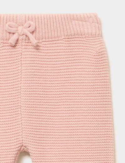 Pantalon tricot coton rose poudr&eacute;e b&eacute;b&eacute;