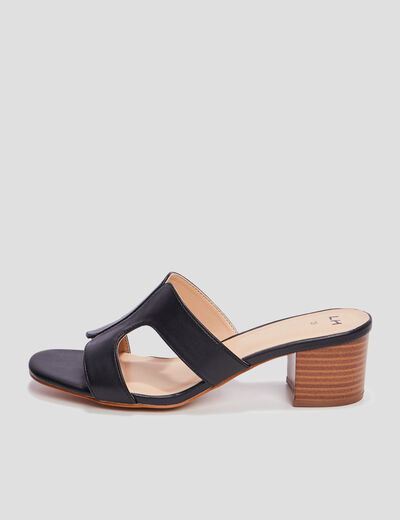 Mules à talons noir femme