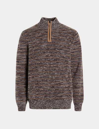 Pull avec col montant gris foncé homme