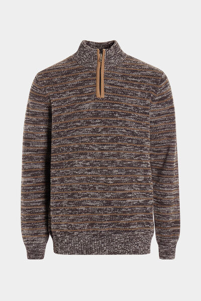 Pull avec col montant gris foncé homme