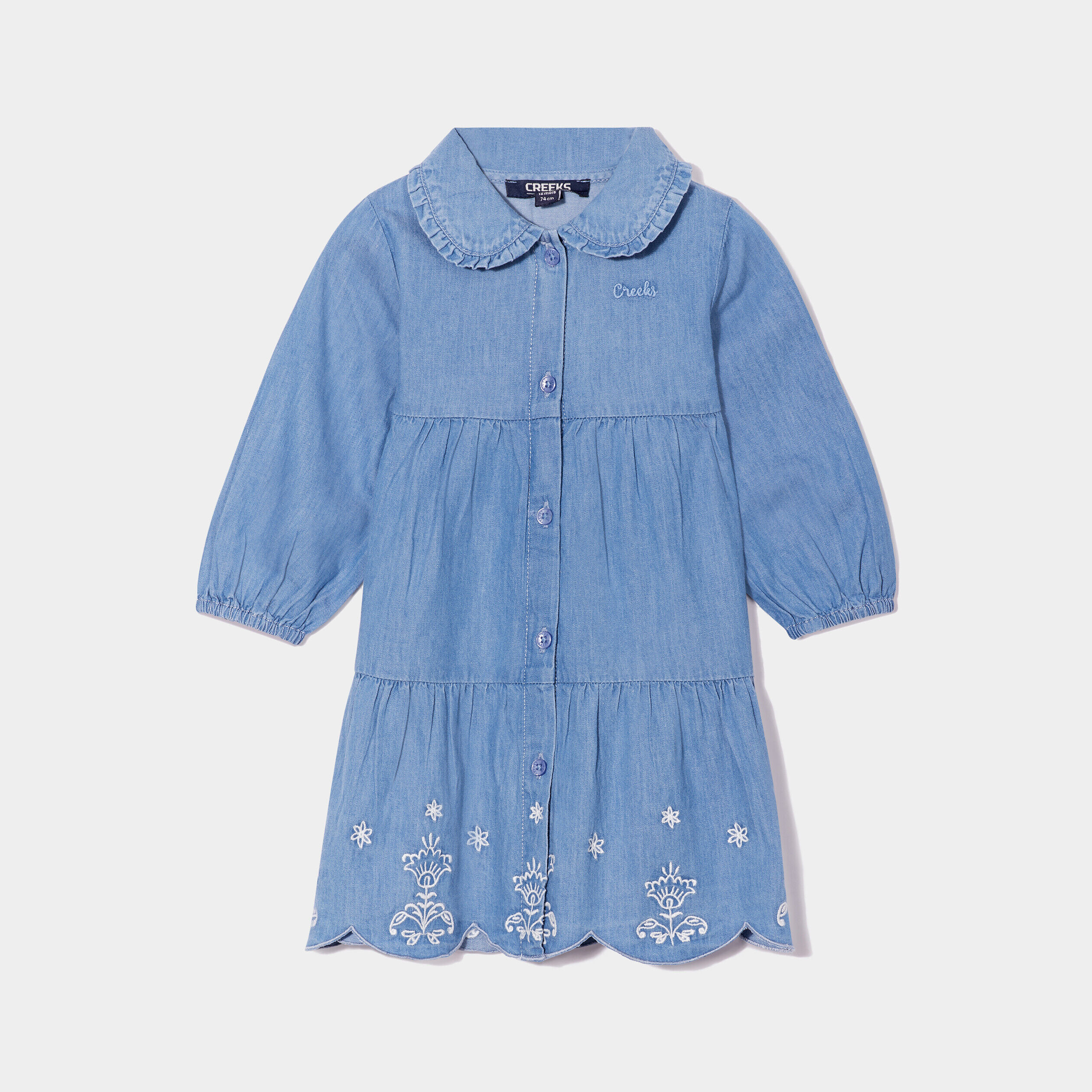 Robe coton aspect jean col claudine denim stone bébé fille CREEKS
