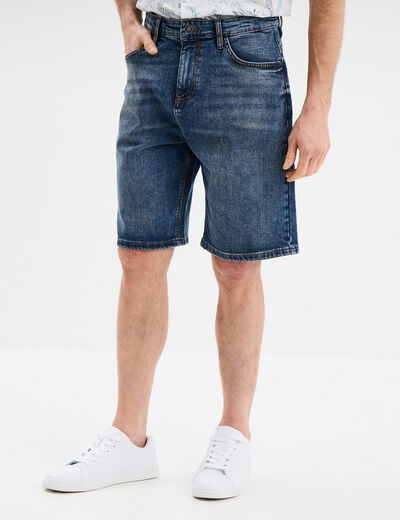 Bermuda en jean droit coton denim stone homme