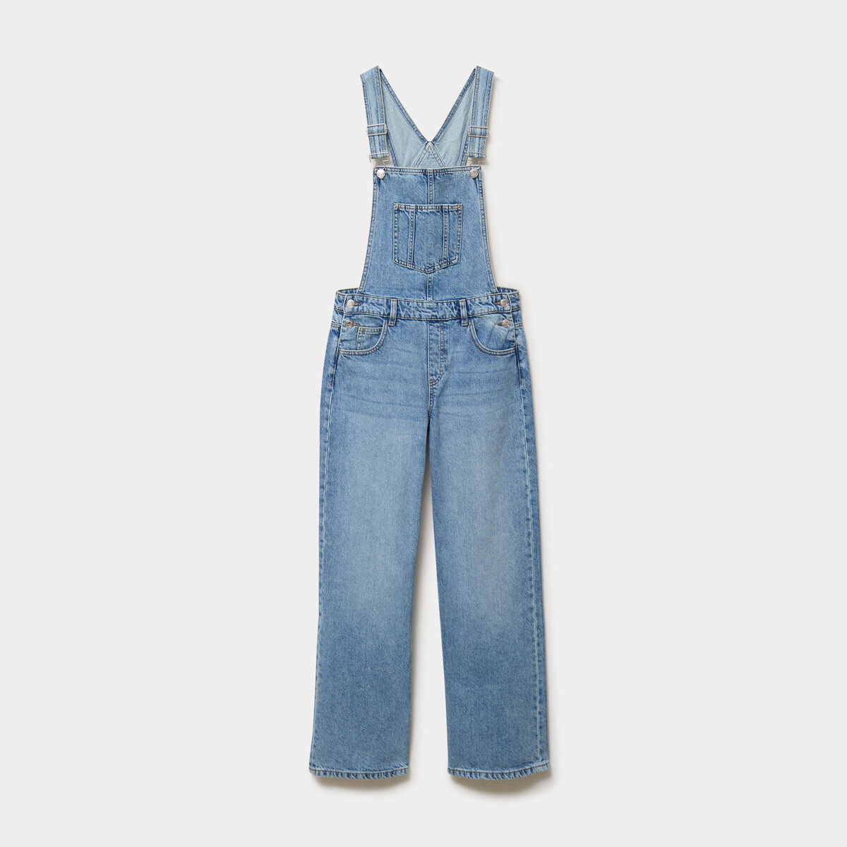 Salopette en jean jambe large coton denim double stone femme
