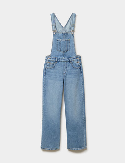 Salopette en jean jambe large coton denim double stone femme