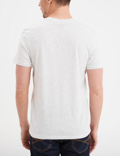T-shirt droit col V ecru homme