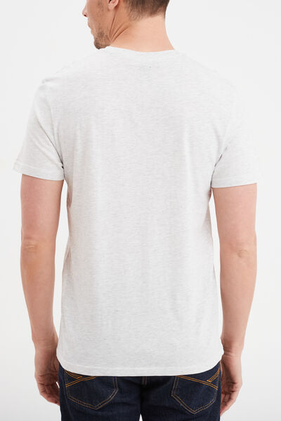 T-shirt droit col V ecru homme