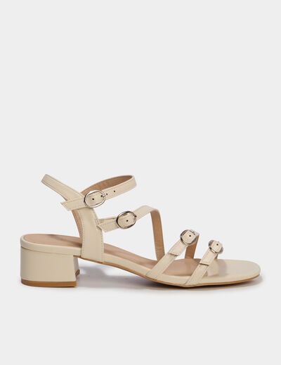 Sandales multibrides &agrave; talons 5 cm blanc femme