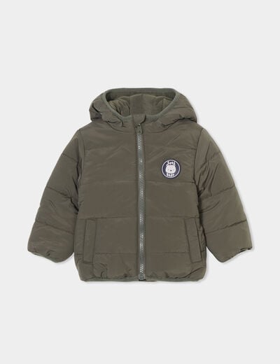 Doudoune doublure polaire à capuche vert kaki bébé garçon