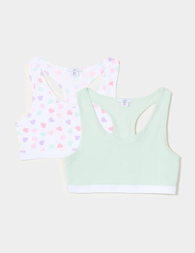 Lot 2 brassières dos nageur coton ivoire fille