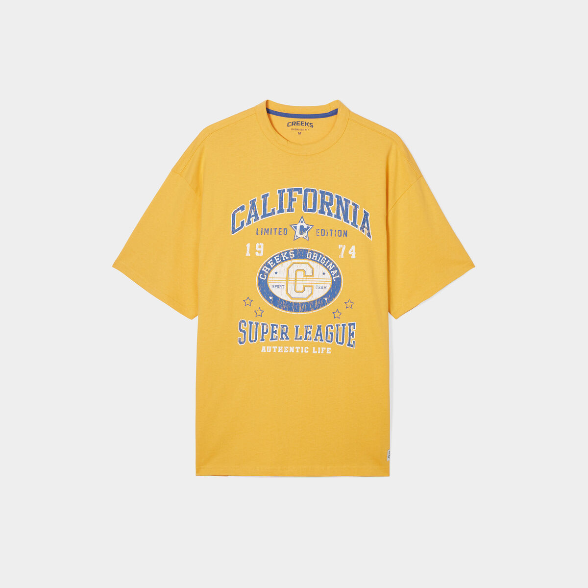 T-shirt oversize manches courtes Creeks jaune or homme