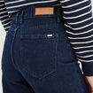 Jeans wide leg taille haute coton denim brut femme