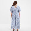 Robe longue évasée dos en V bleu electrique femme grande taille