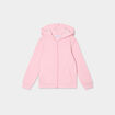 Sweat zipp&eacute; &agrave; capuche droit molleton rose clair fille