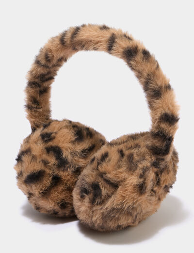 Cache-oreilles fausse fourrure camel femme