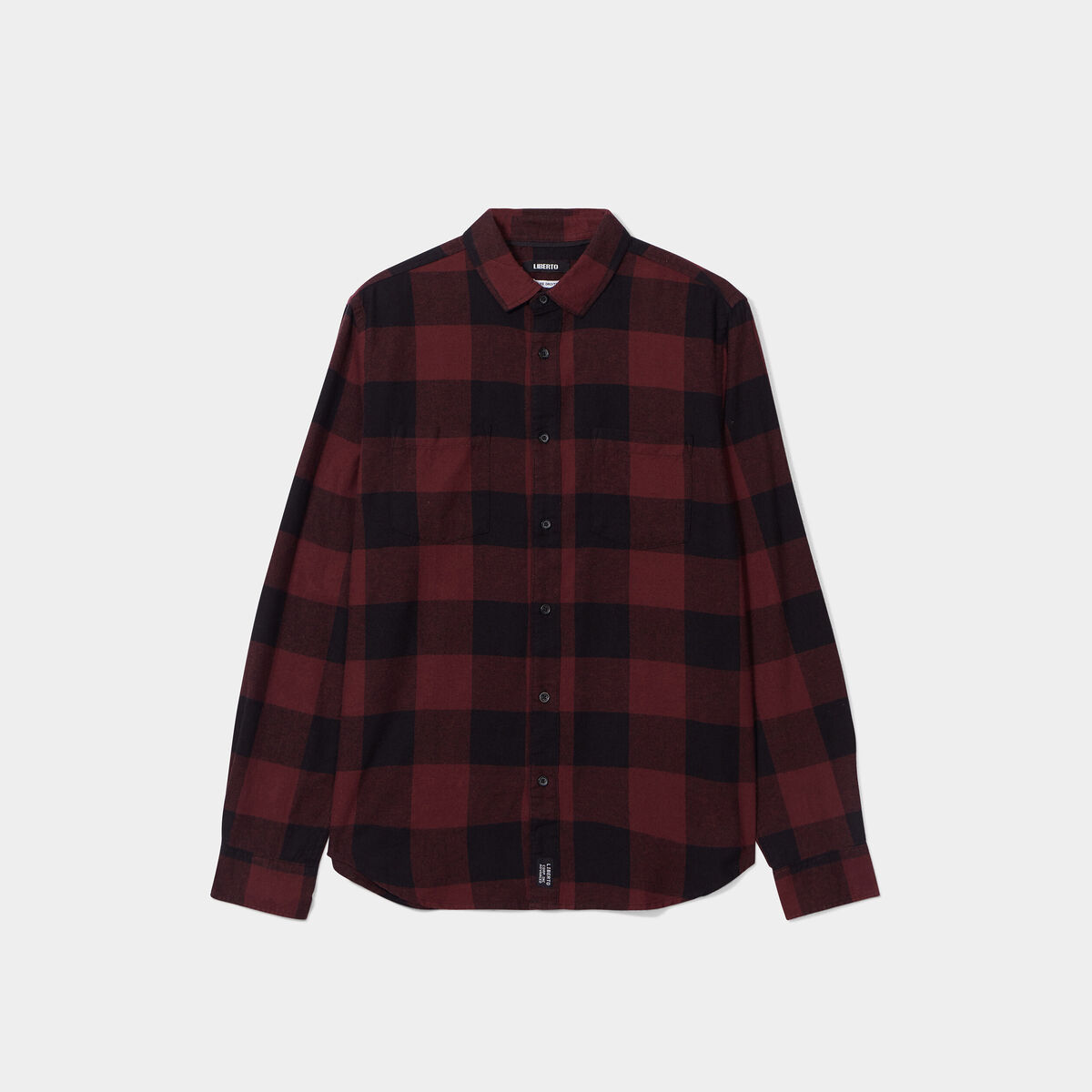 Chemise droite 2 poches manches longues bordeaux homme