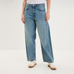 Jean balloon cropped coton denim stone femme