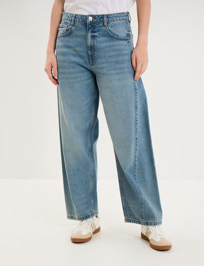 Jean balloon cropped coton denim stone femme