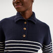 Pull col camionneur manches longues bleu marine femme