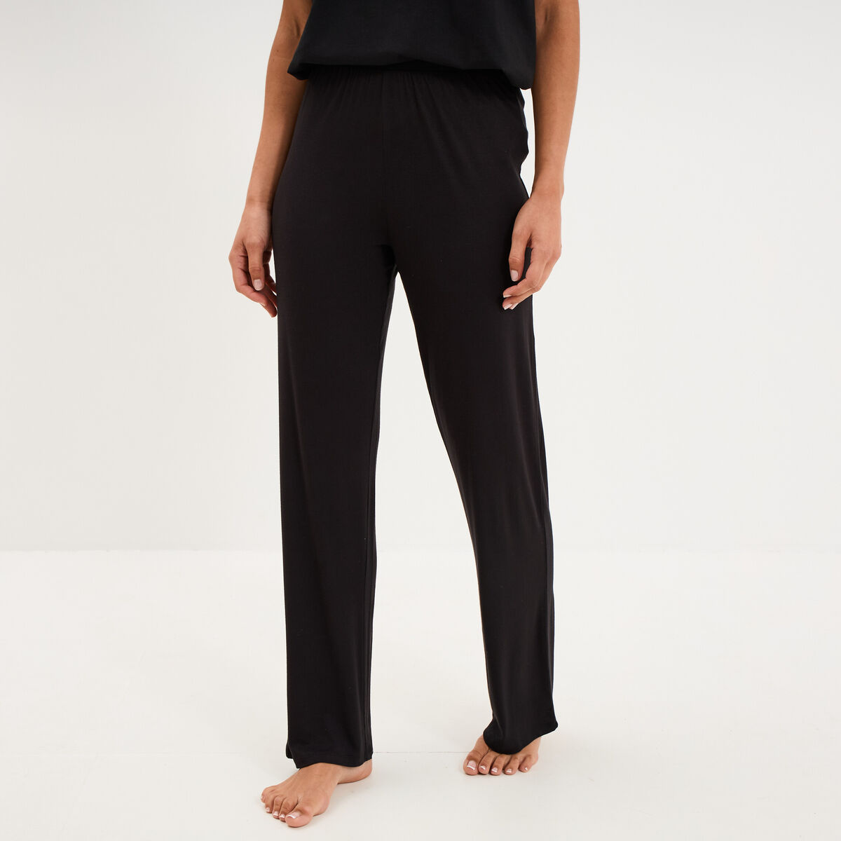 Pantalon fluide taille &eacute;lastiqu&eacute;e noir femme